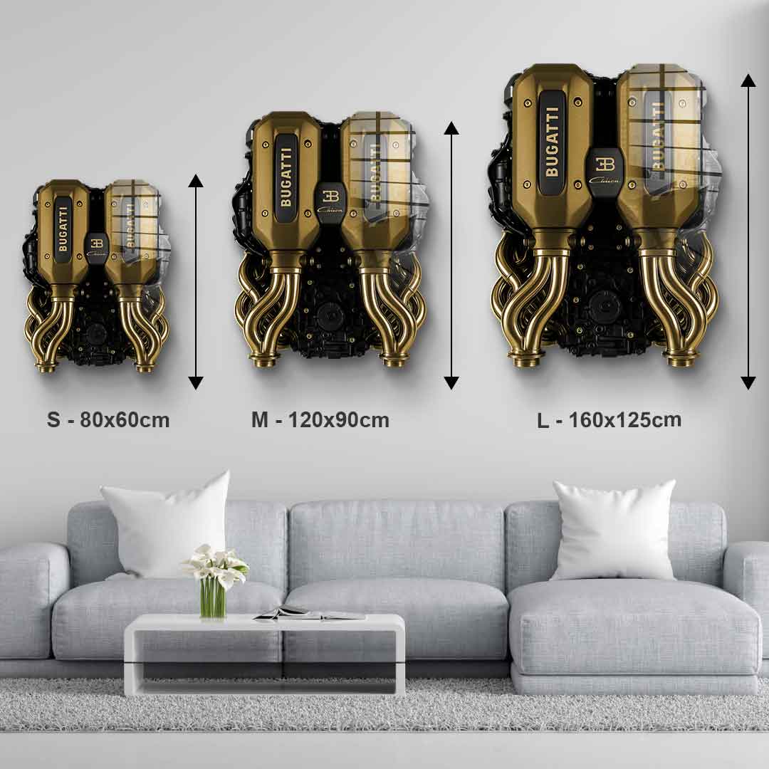 Wall sculpture Bugatti Engine - gold leaf