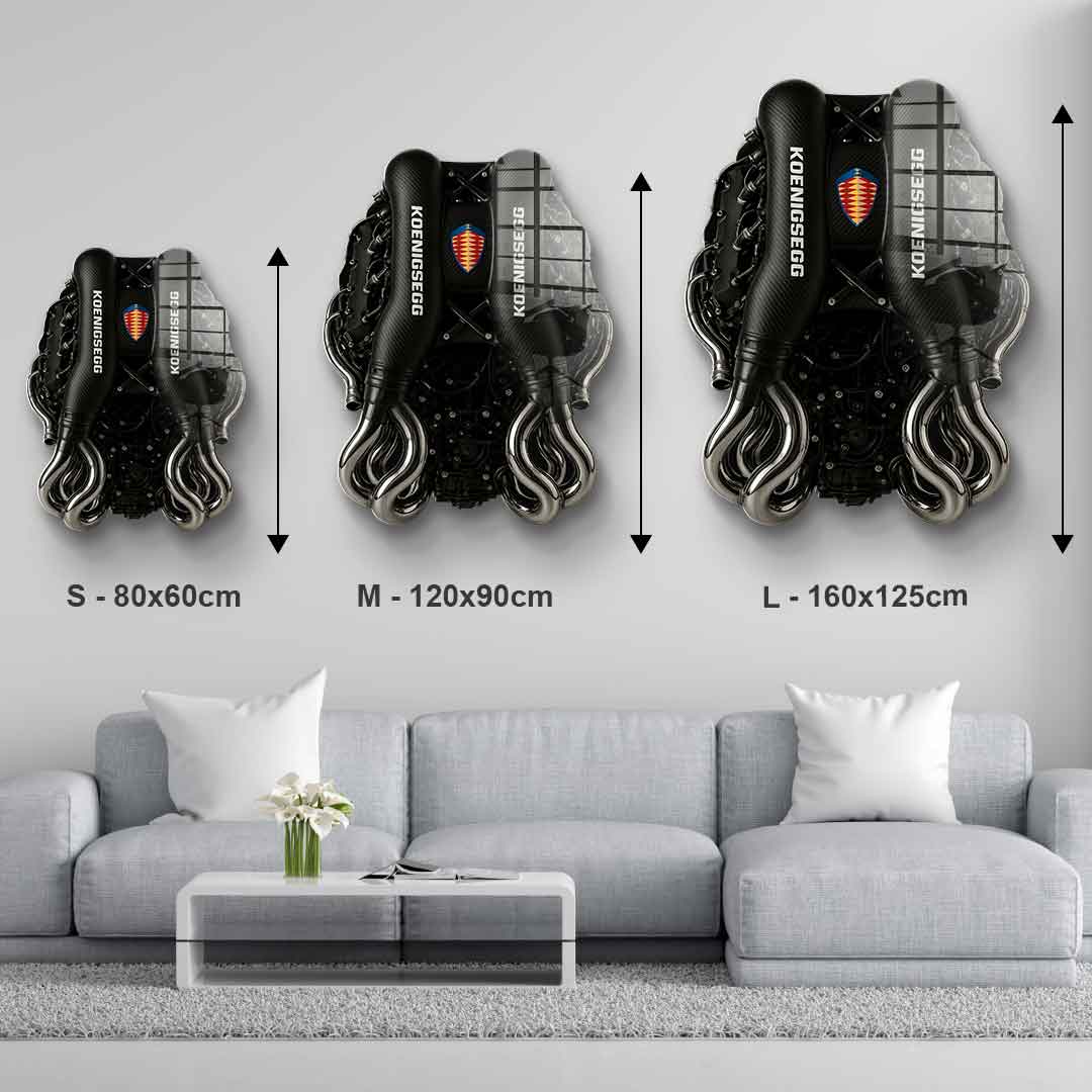 Wall sculpture Koenigsegg Engine - acrylic glass
