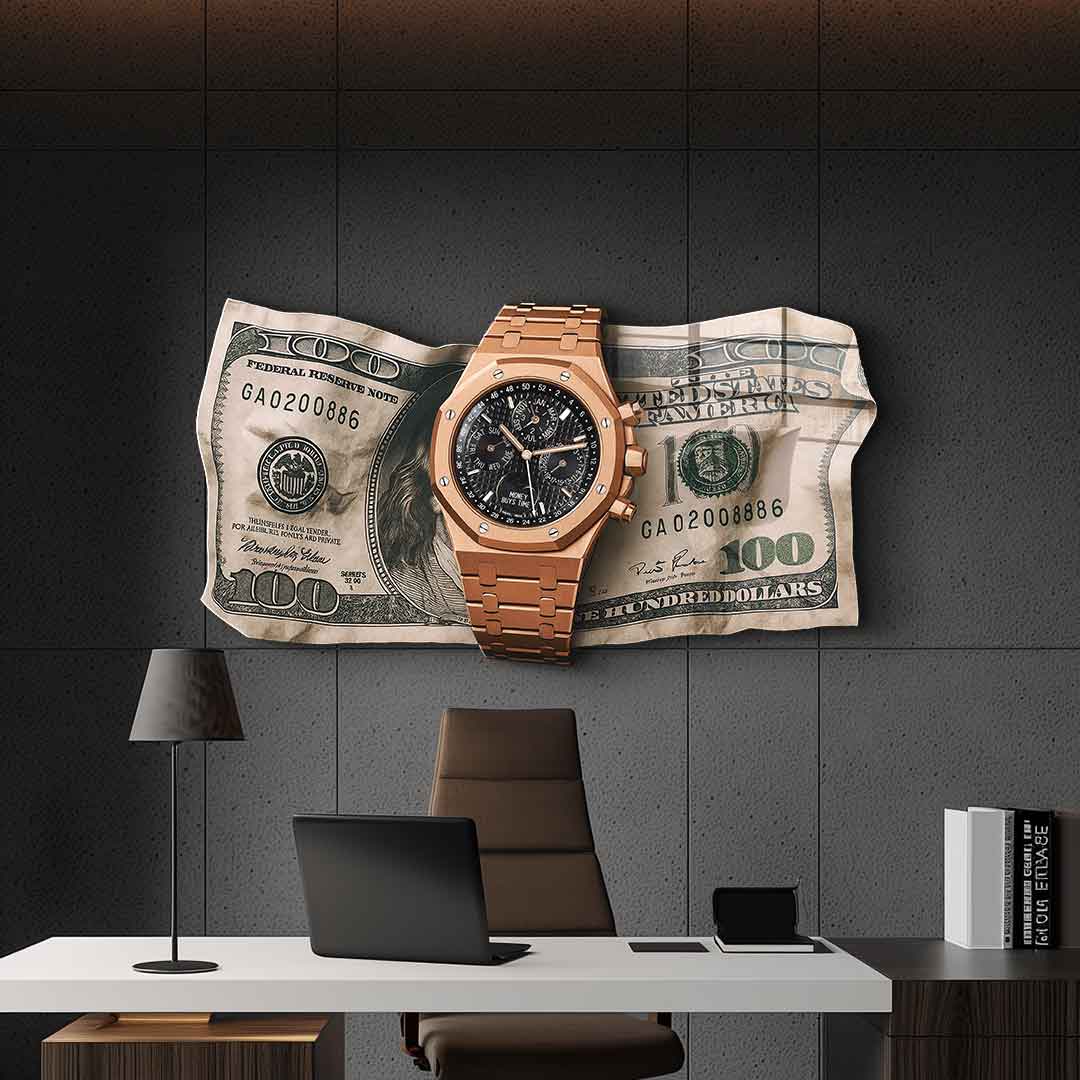Wandskulptur Money Buys Time - Acrylglas