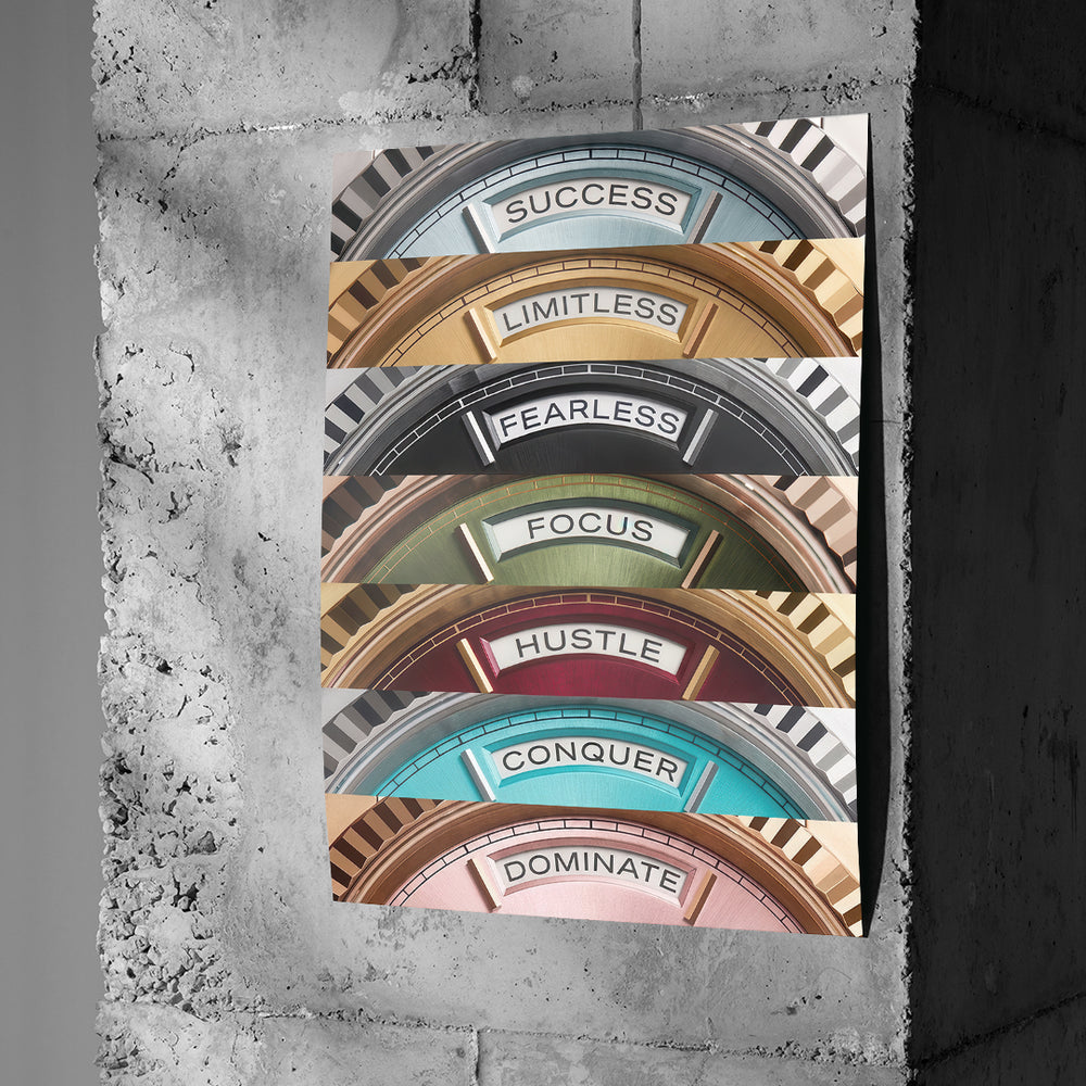 DOTCOMCANVAS Motivation Rolexs Poster an Betonwand