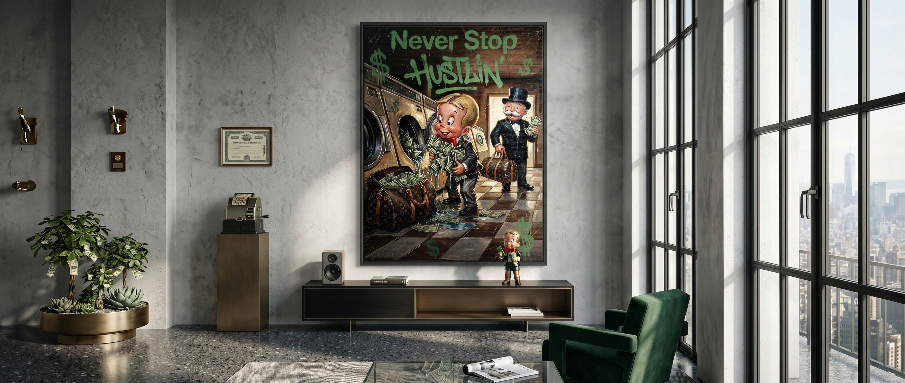 Never Stop Hustlin Leinwand Banner