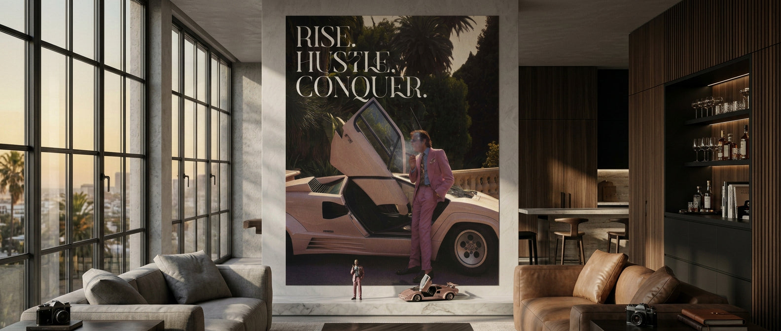 DOTCOMCANVAS Rise. Hustle. Conquer. Leinwandbild Banner