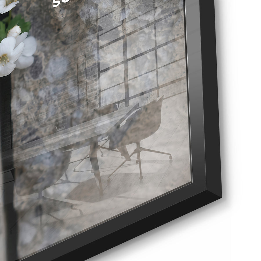 DOTCOMCANVAS Life finds a way Acrylglasbild Detailansicht schwarzer Rahmen