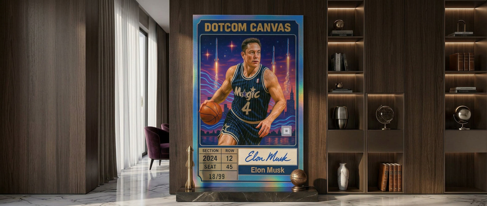 DOTCOMCANVAS Elon Musk Basketball Card Poster Banner