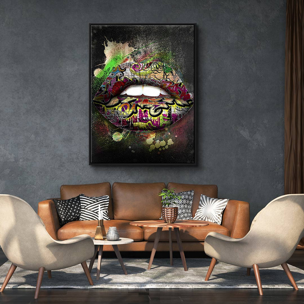Grafitti Lips Leinwandbild – Ansicht 2