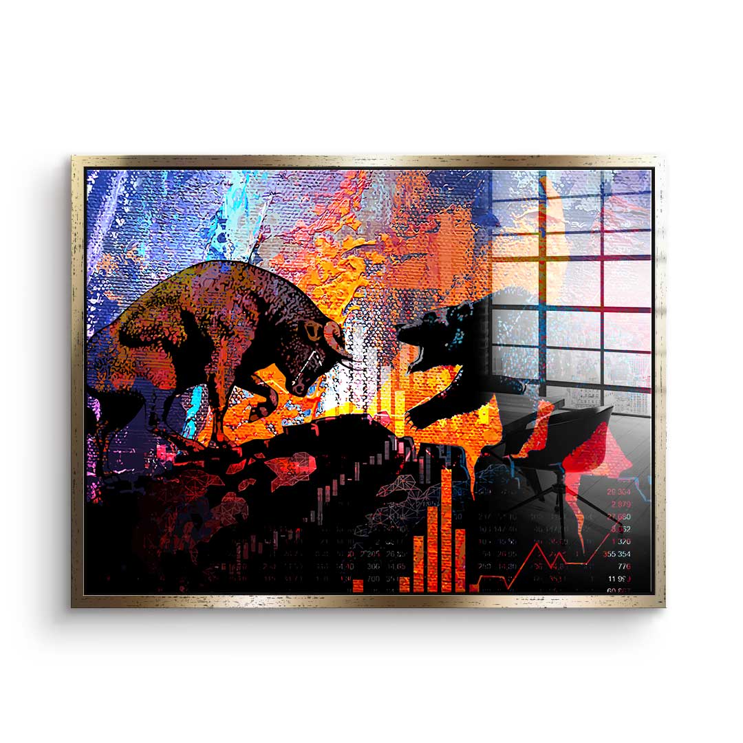 Bull Fights Bear - Acrylglas