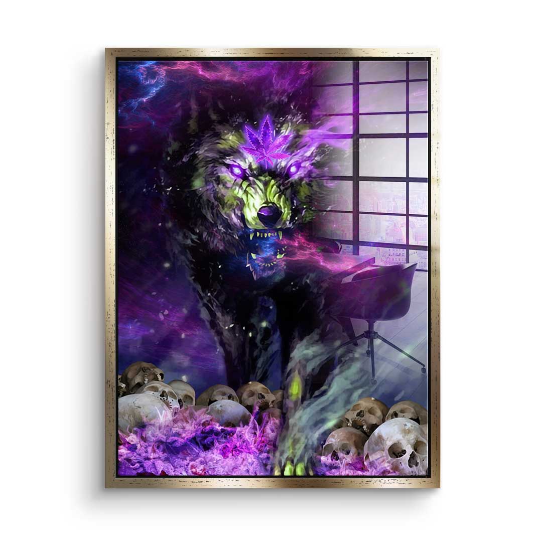 <tc>Acrylic Glass Art</tc> Cannabis Wolf