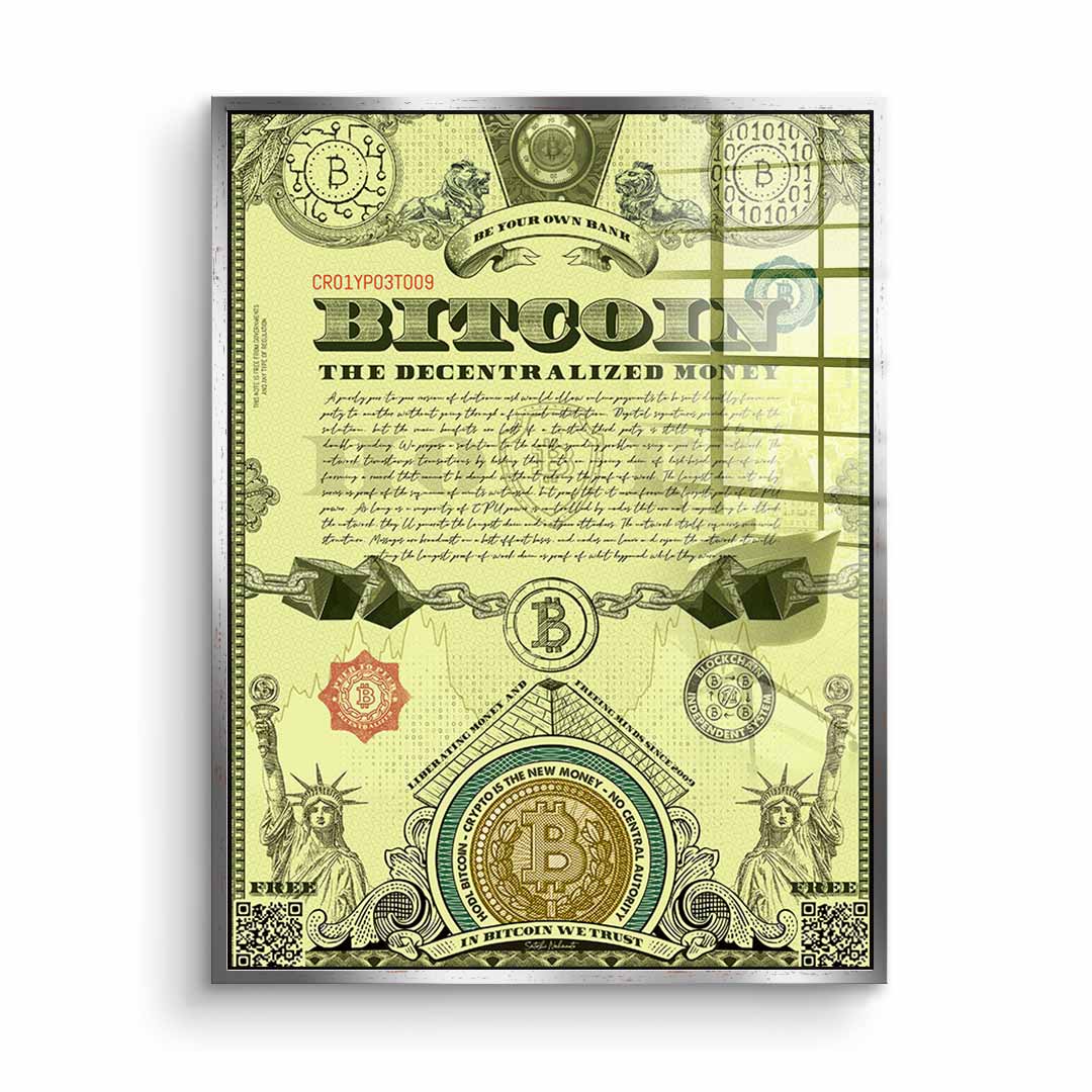 Bitcoin is the new money - acrylic glass