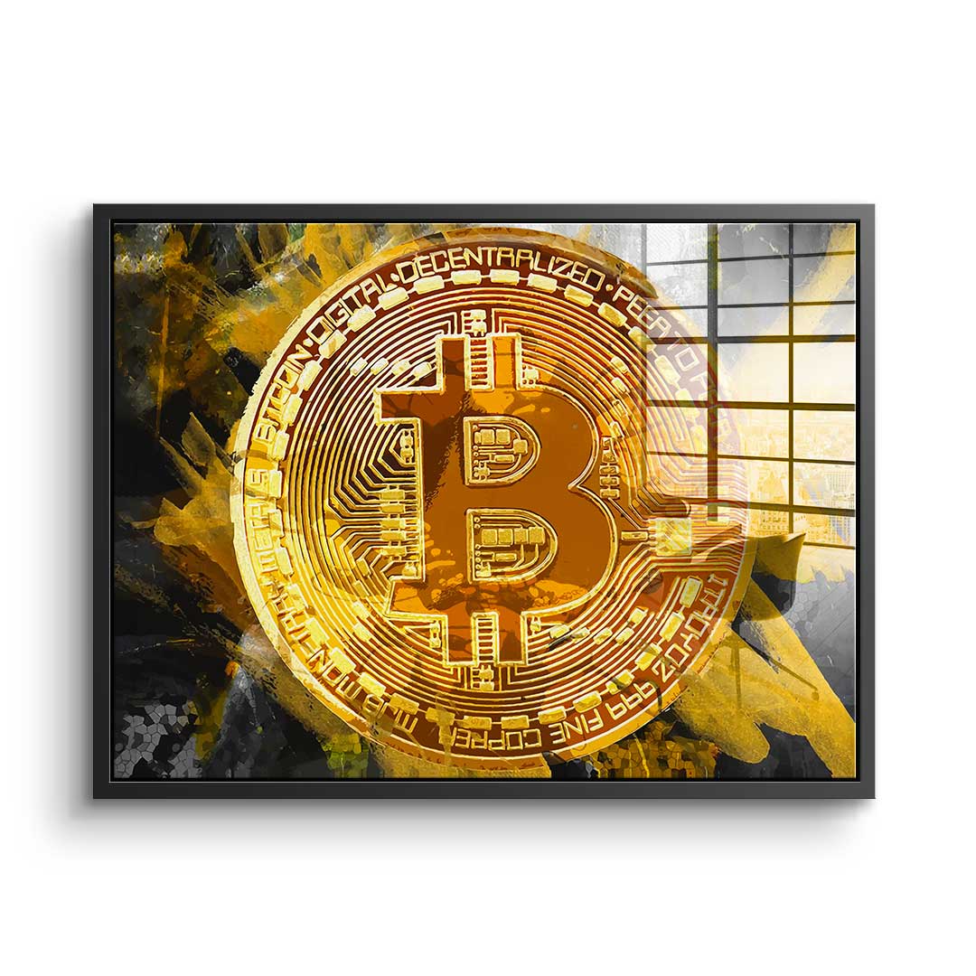 Premium Acrylic Glass Art - Crypto - Painting Bitcoin - Trading - Moti