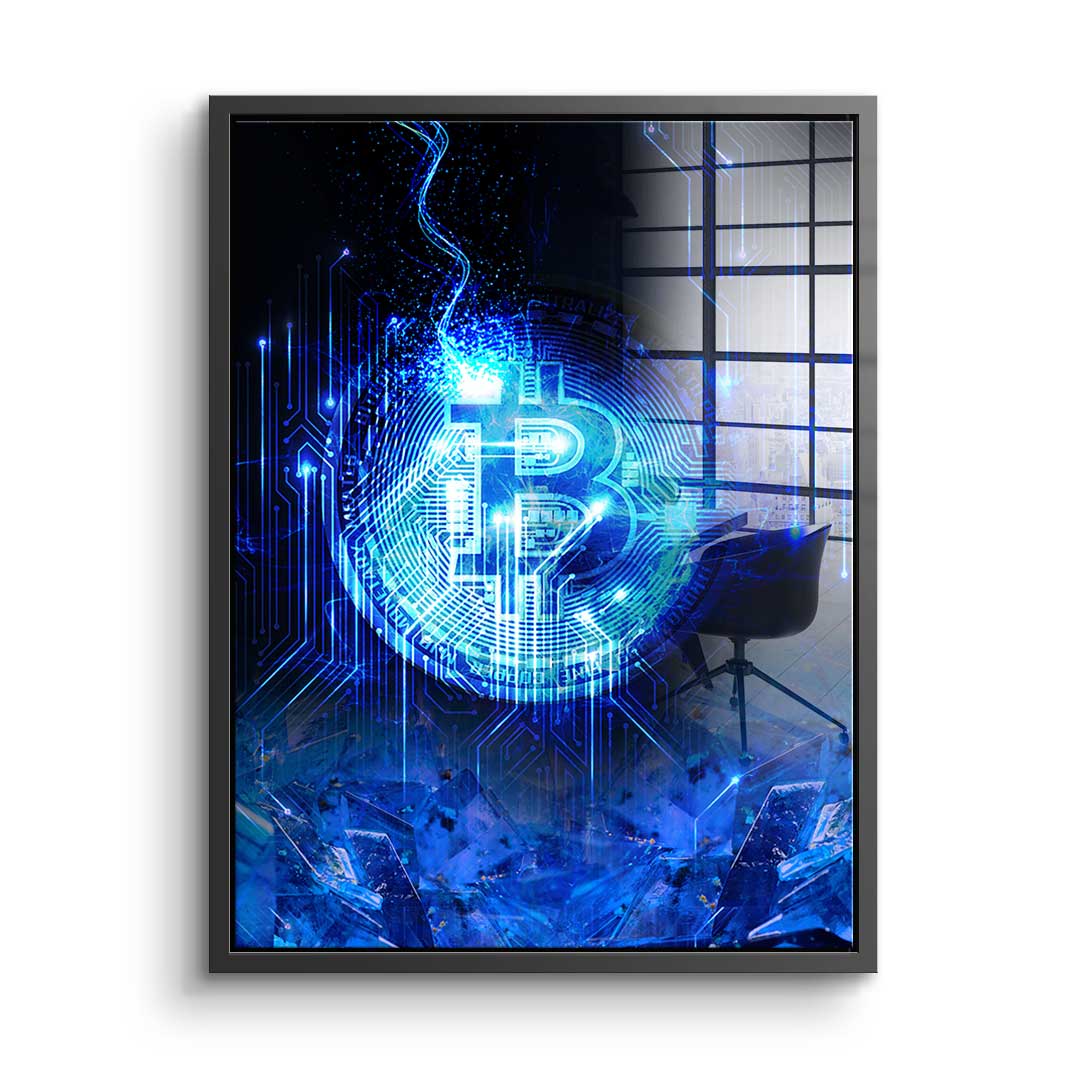 Premium Acrylic Glass Art - Crypto - Matrix Bitcoin - Trading - Motiva