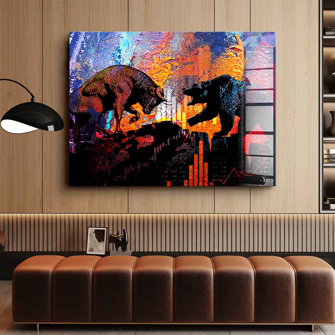 Bull Fights Bear - Acrylglas