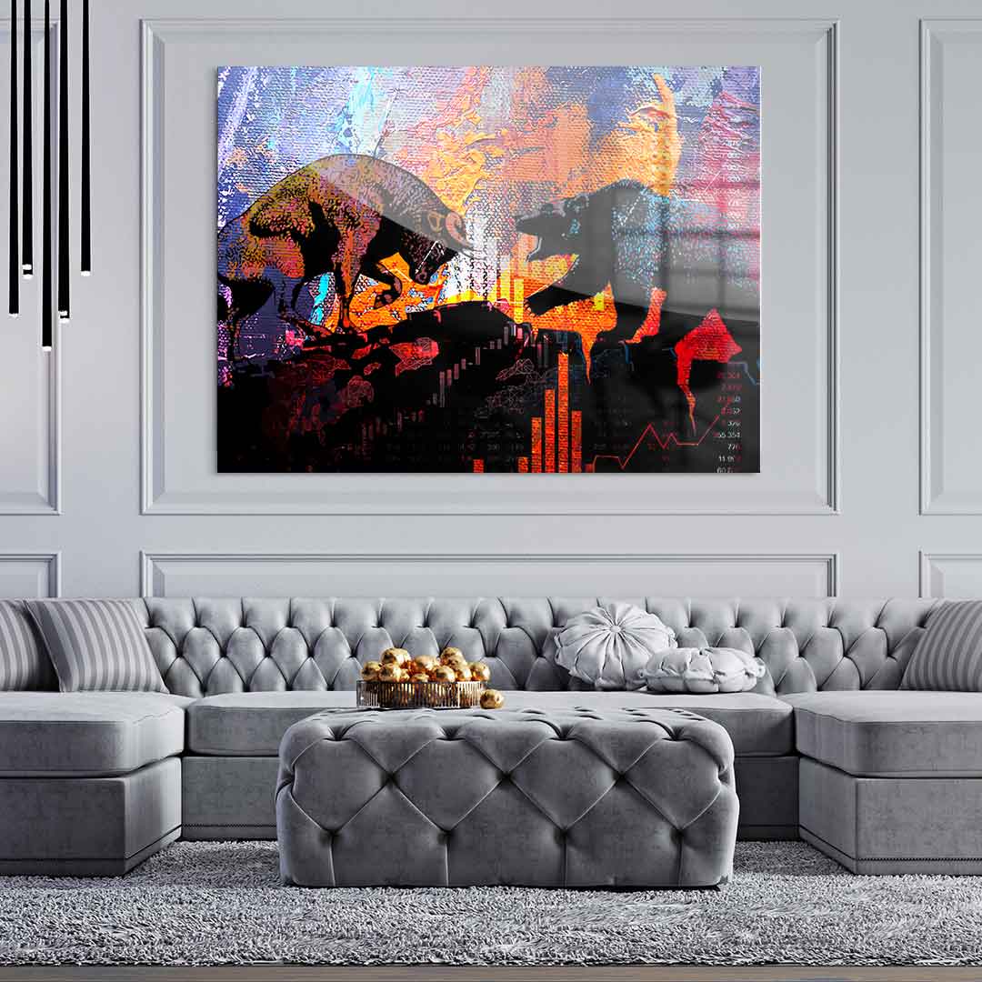 Bull Fights Bear - Acrylglas