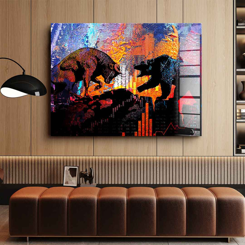 Bull Fights Bear - Acrylglas