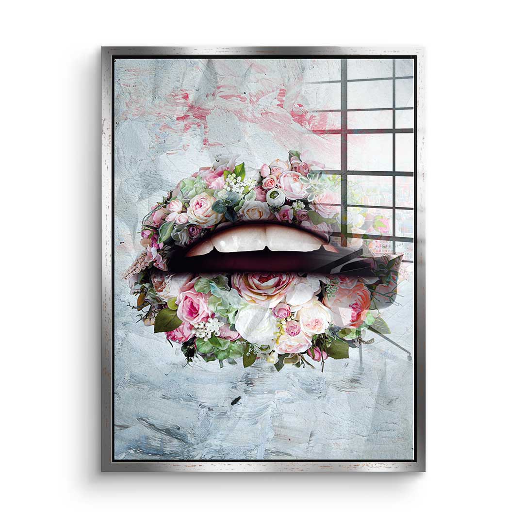 Lips & Flowers - acrylic glass