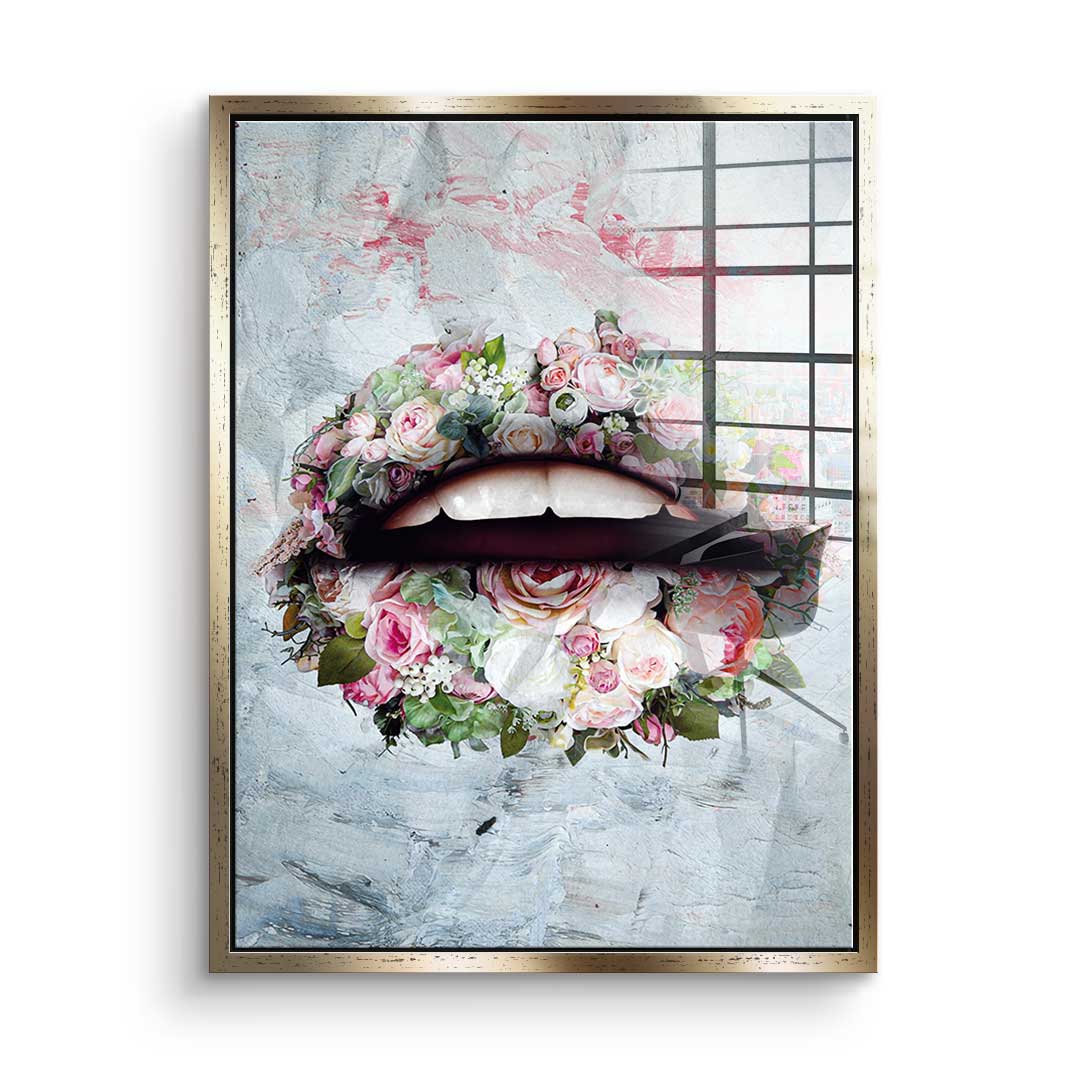 Lips & Flowers - acrylic glass