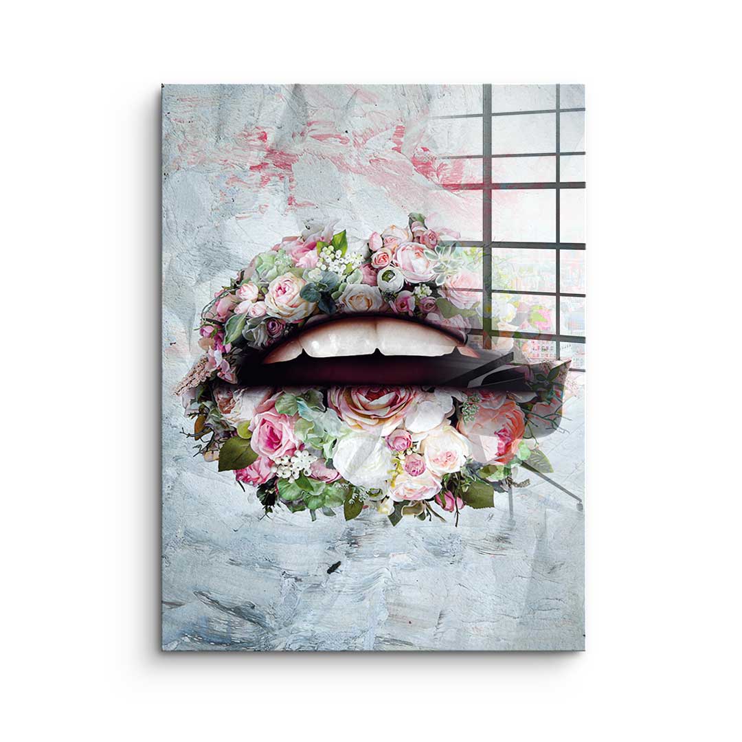 Lips & Flowers - acrylic glass
