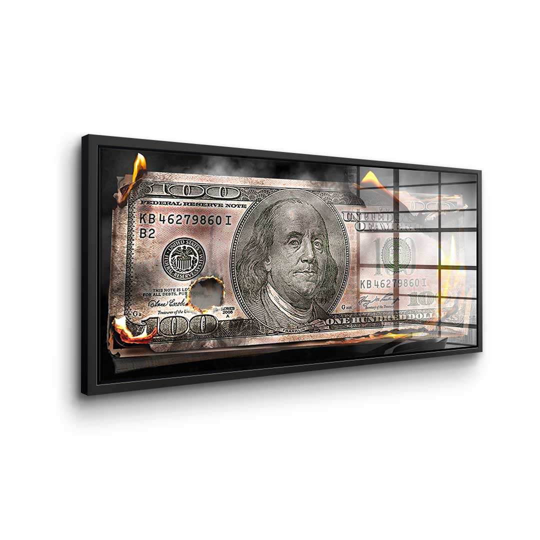 Burning Dollar Bill - Acrylglas