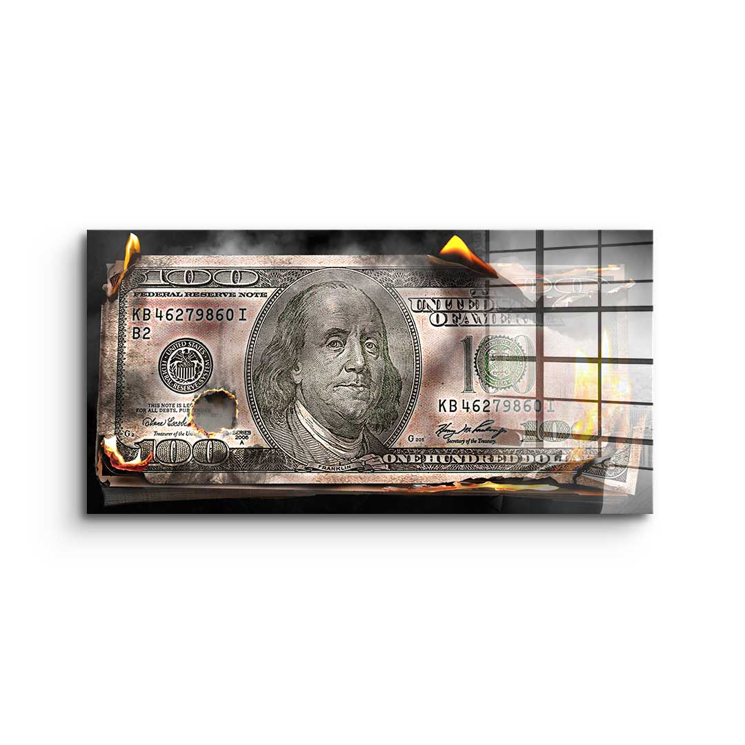 Burning Dollar Bill - Acrylglas