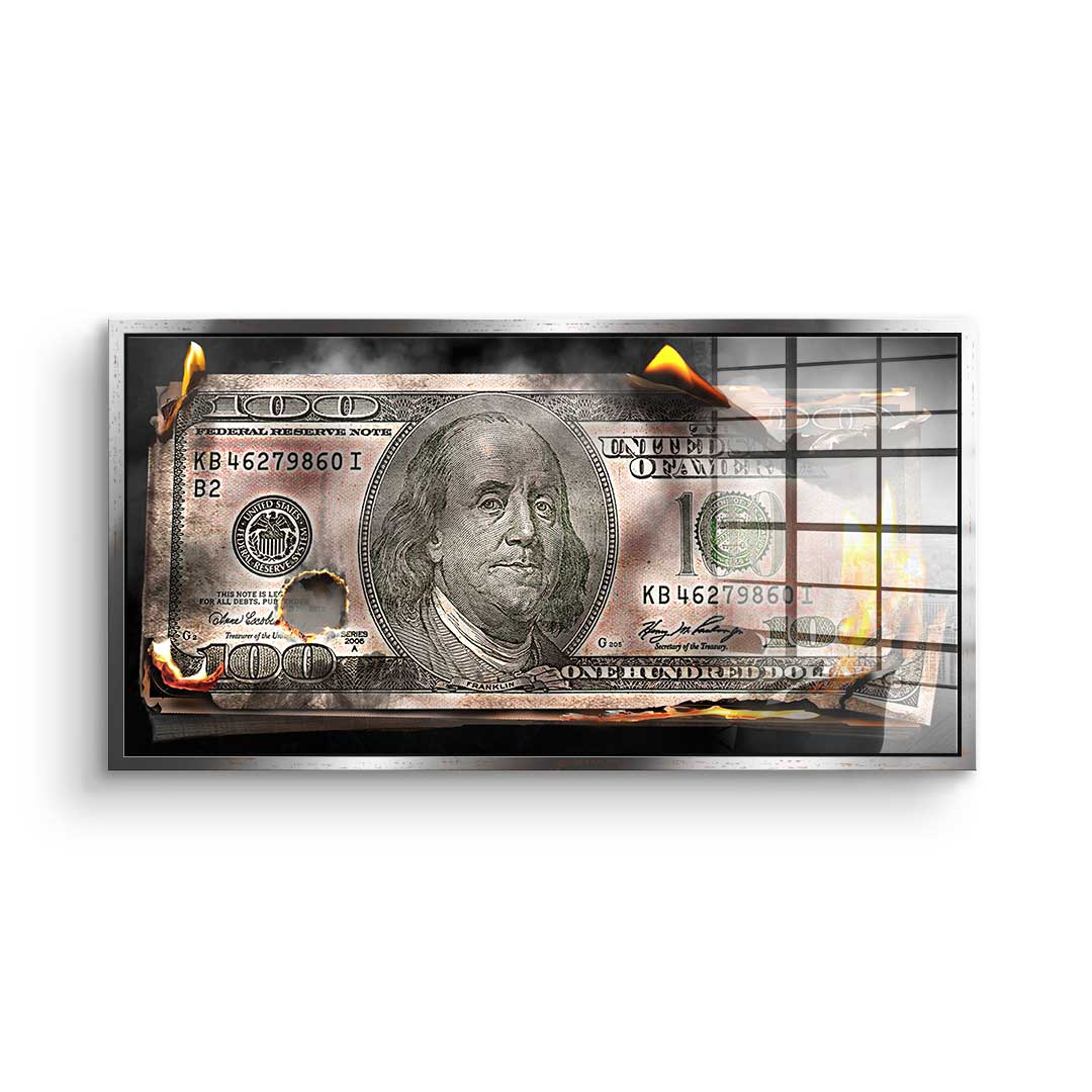 Burning Dollar Bill - Acrylglas