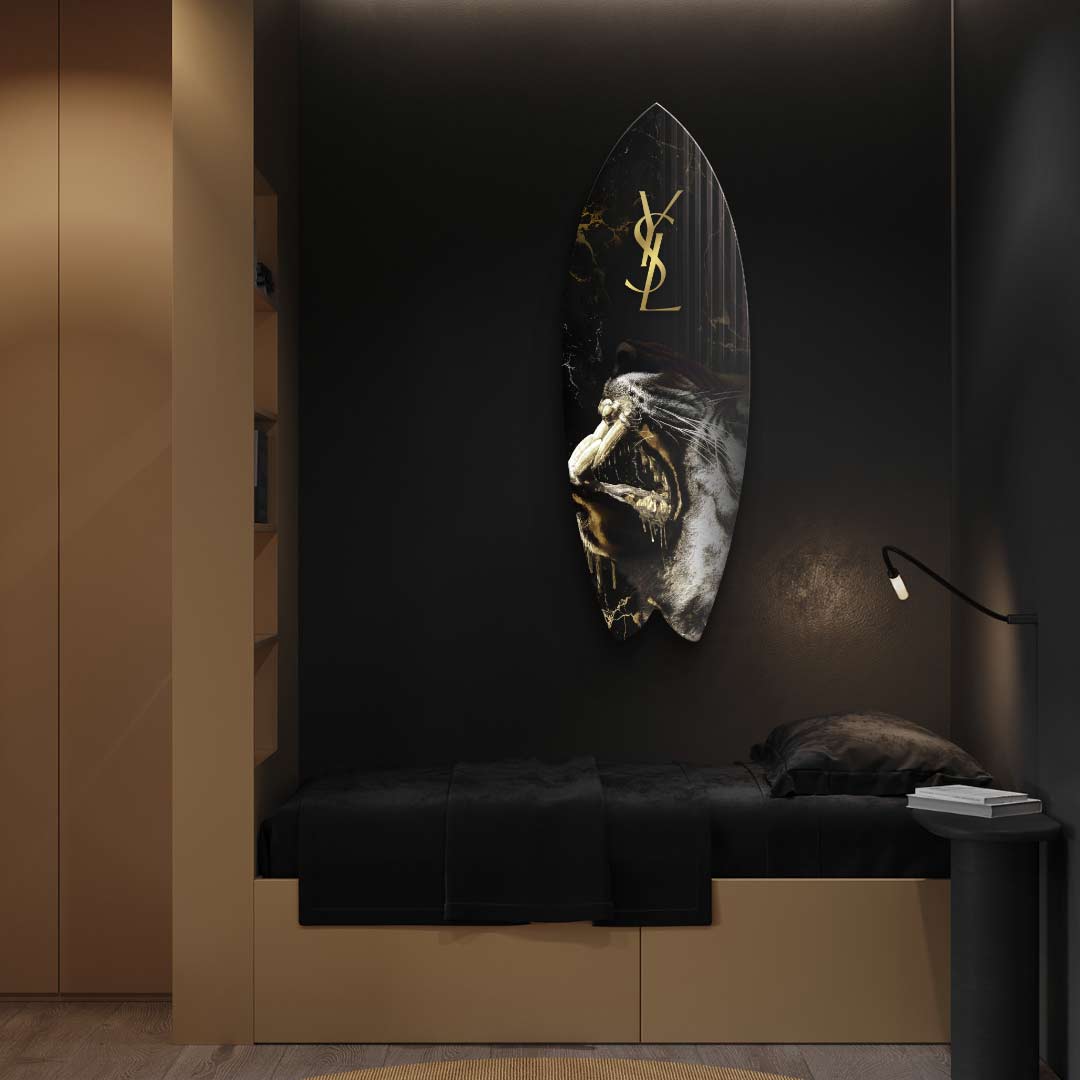 Surfboard Luxury Tiger - Blattgold
