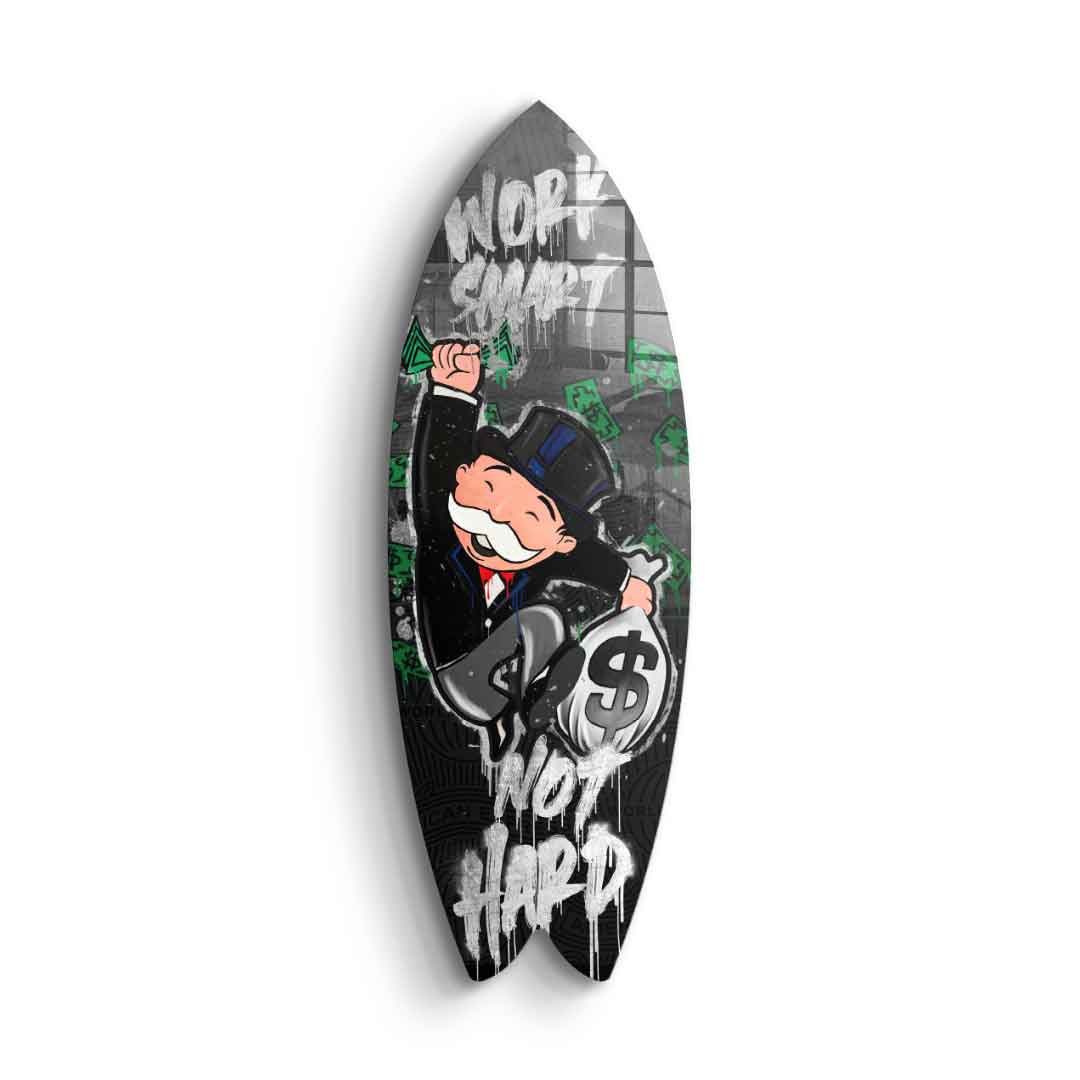 Surfboard work smart not hard - leaf silver
