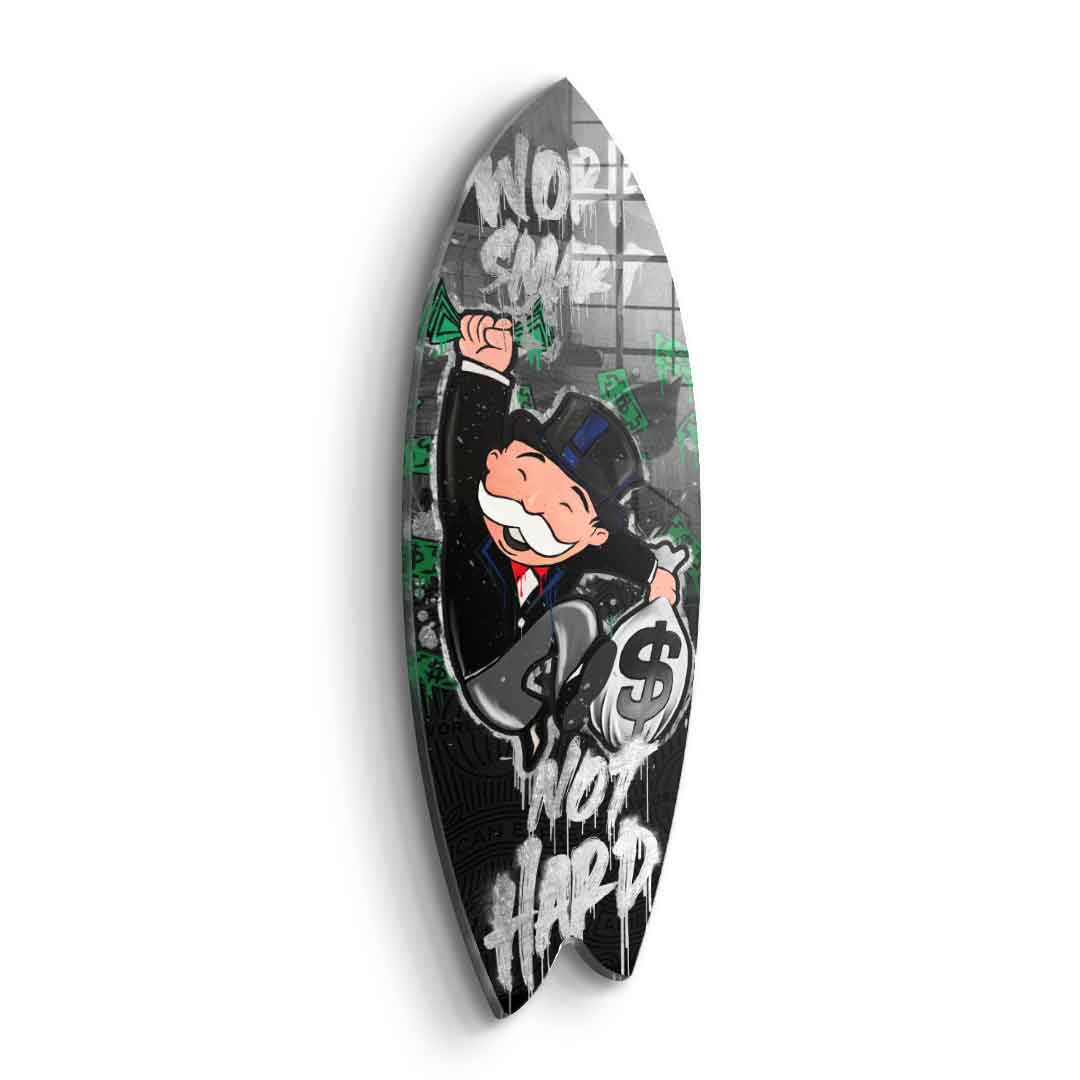 Surfboard work smart not hard - leaf silver
