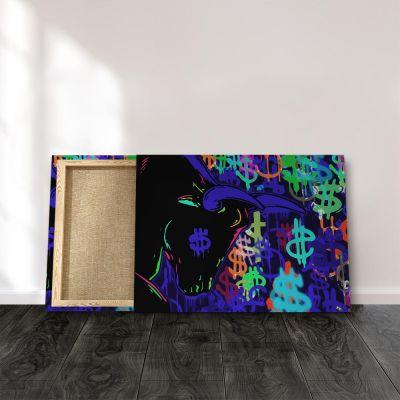 Wandbild Börsen Bulle Bunt Neon Trade