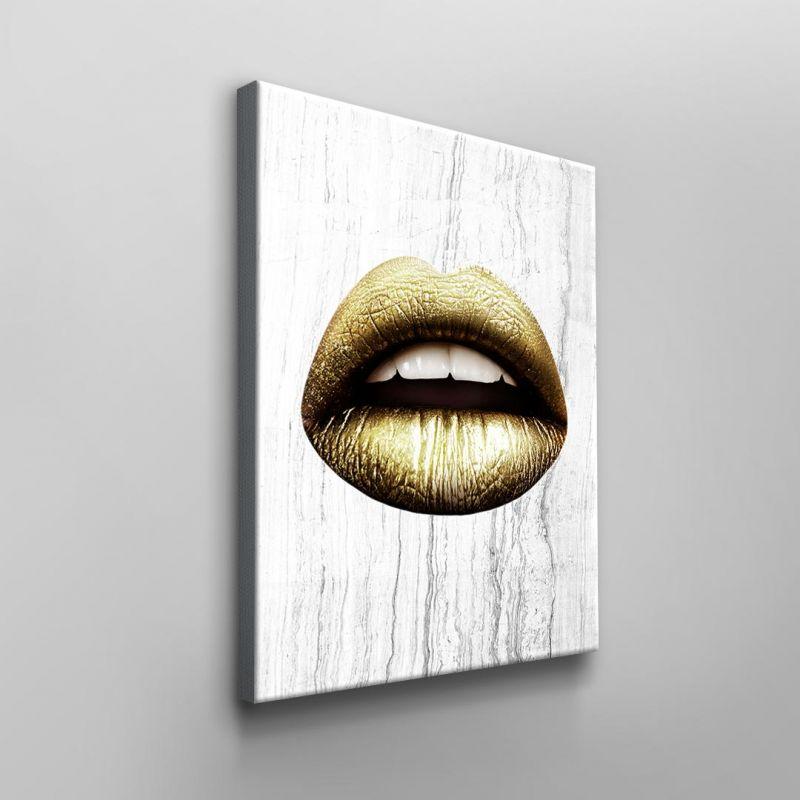 Wandbild Lippen lips lippen x White u Gold