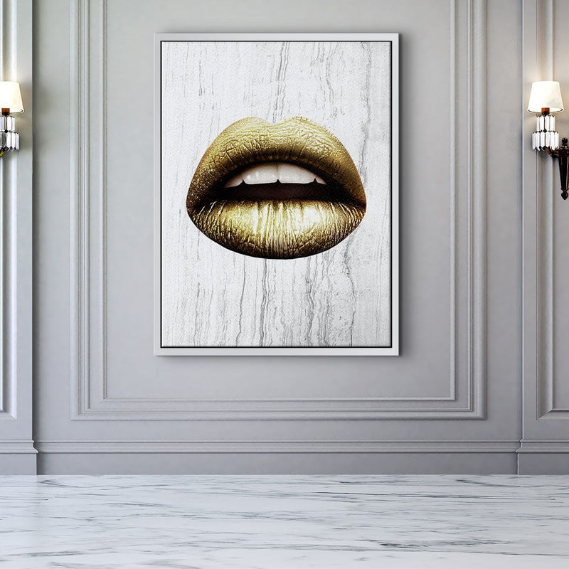 Wandbild Lippen lips lippen x White u Gold