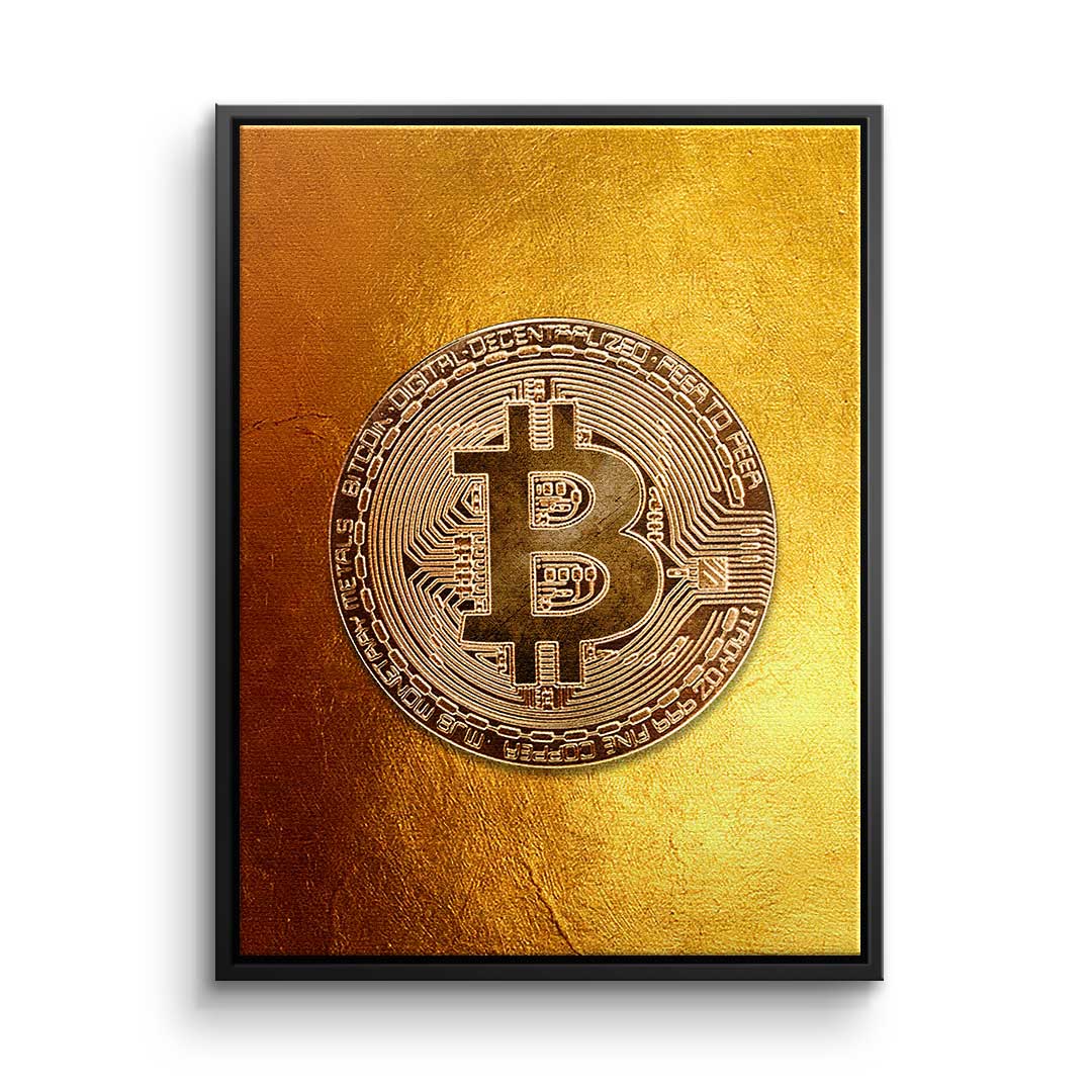 Premium Canvas Art - Crypto - Golden Bitcoin - Trading - Motivation