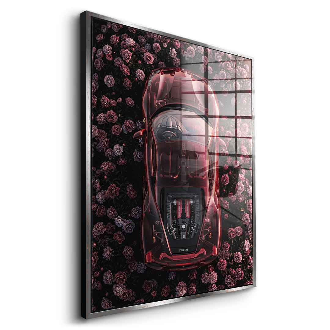 DOTCOMCANVAS® Ferrari in flowers Acrylglasbild – Detailansicht