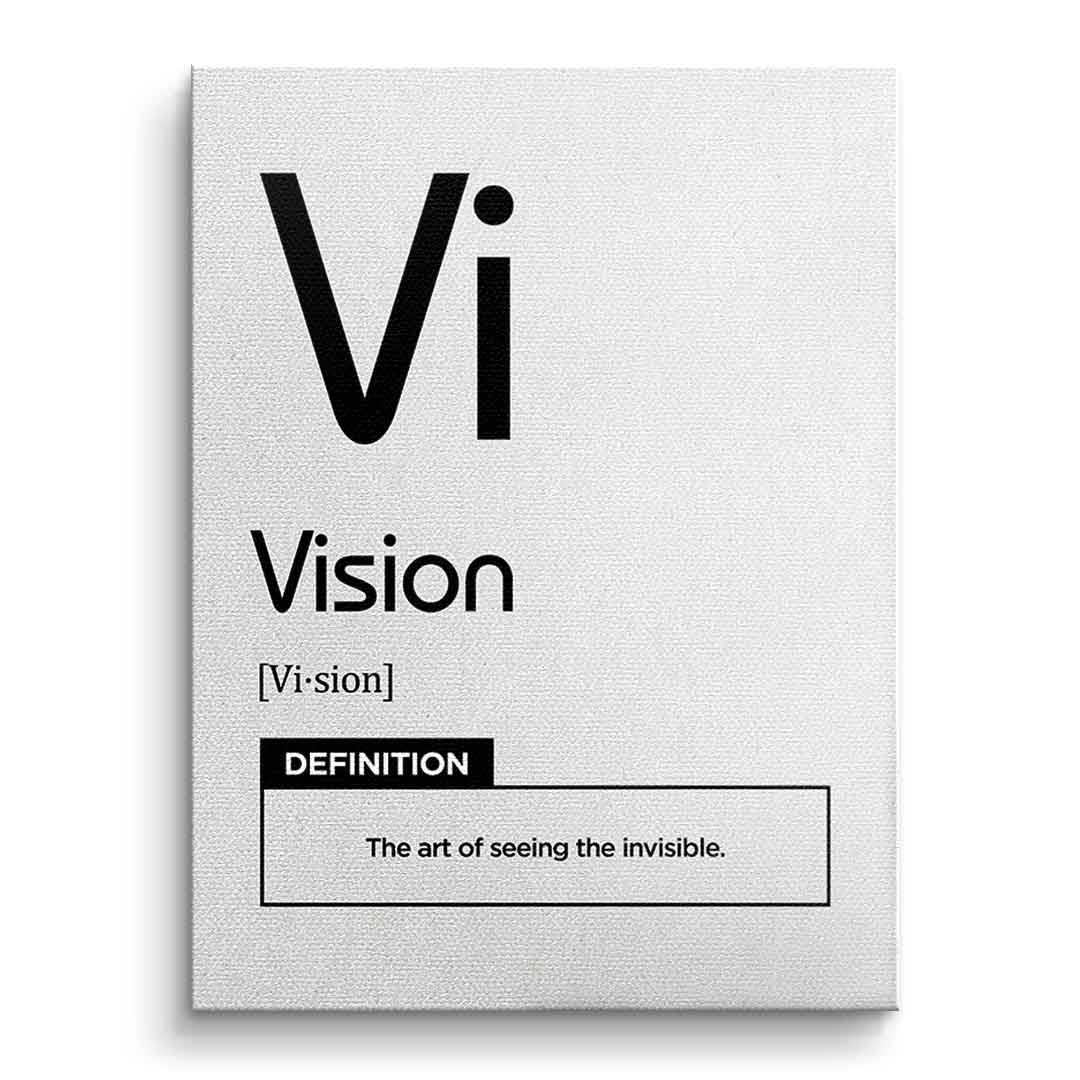 DOTCOMCANVAS® Vision (Vi) Leinwandbild Version Weiß – Vorderansicht Ohne Rahmen