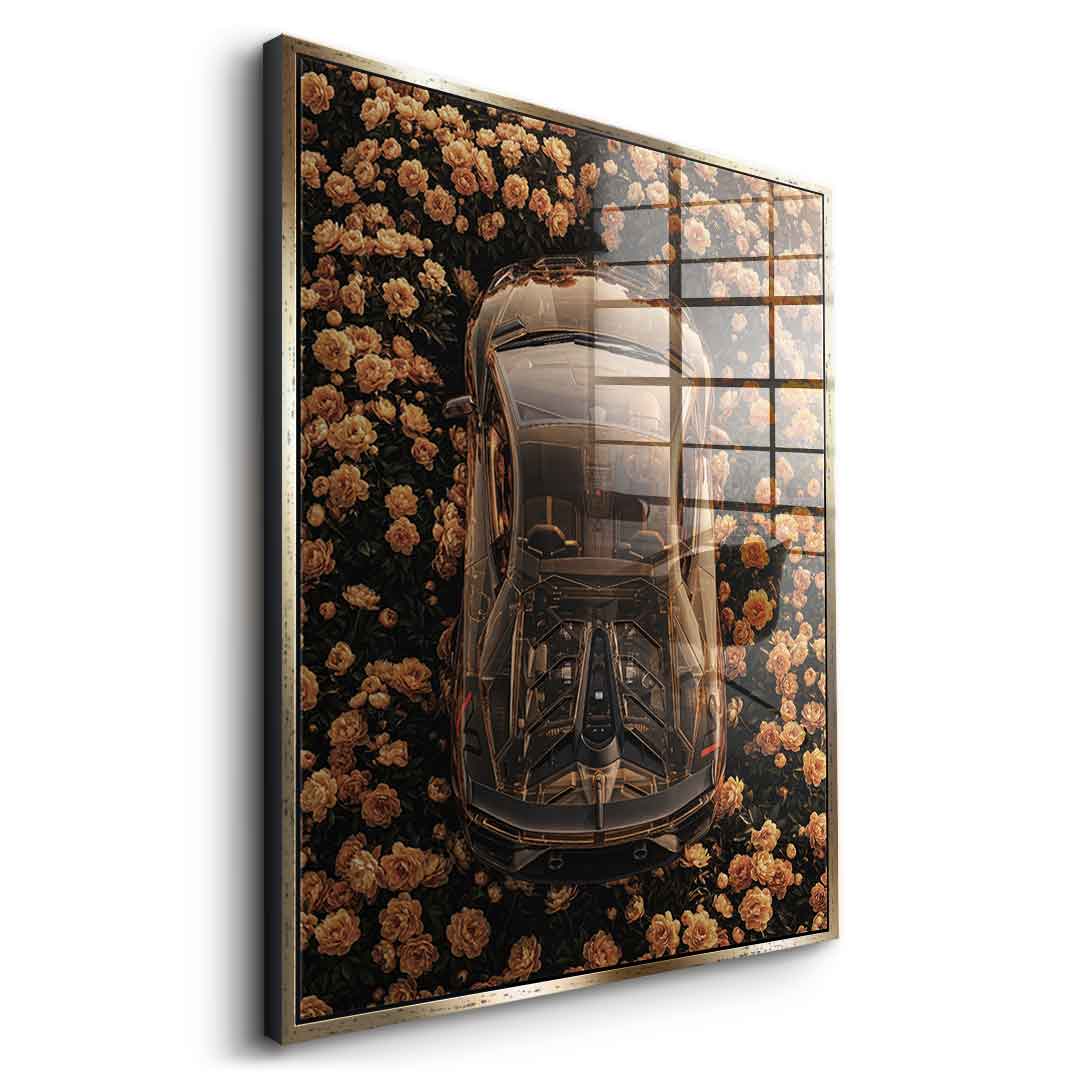 DOTCOMCANVAS® Lamborgini in flowers Acrylglasbild – Detailansicht