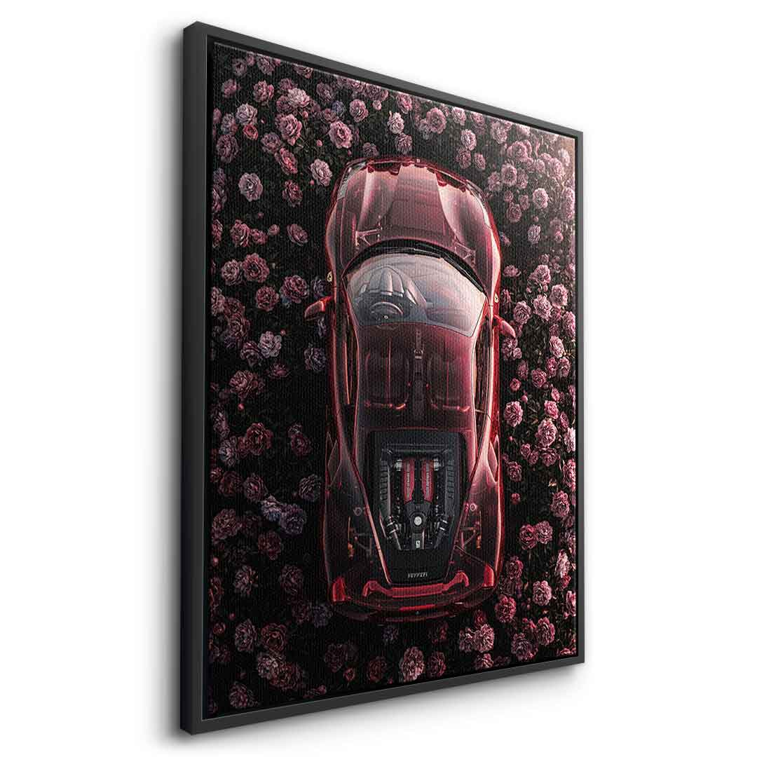 DOTCOMCANVAS® Ferrari in flowers Leinwandbild – Detailansicht