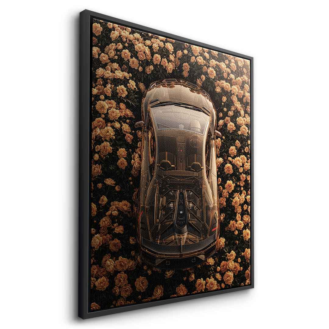 DOTCOMCANVAS® Lamborgini in flowers Leinwandbild – Detailansicht