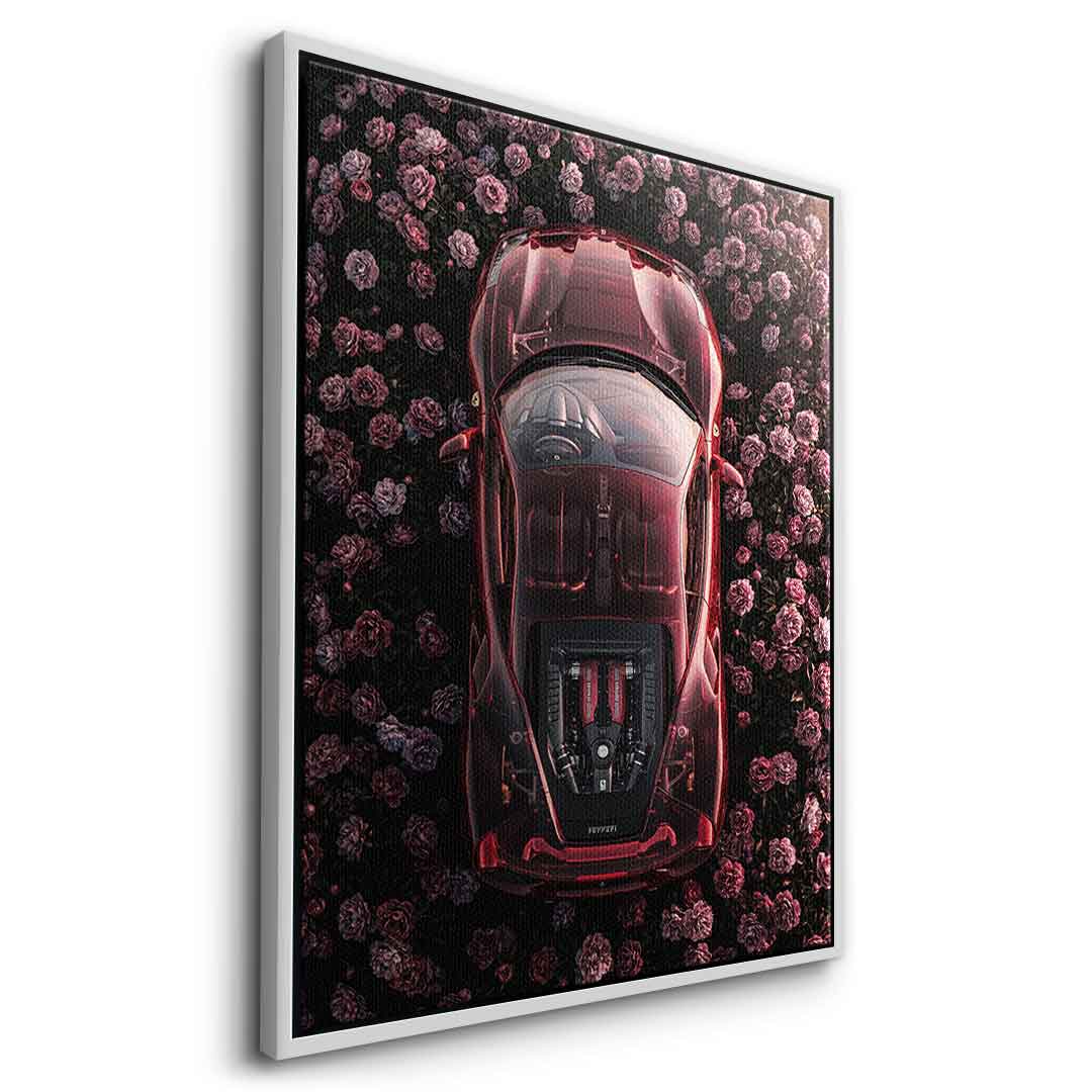 DOTCOMCANVAS® Ferrari in flowers Leinwandbild – Detailansicht