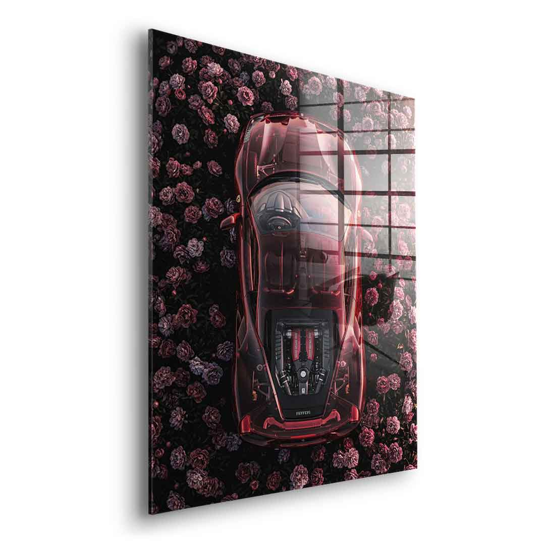 DOTCOMCANVAS® Ferrari in flowers Acrylglasbild – Detailansicht
