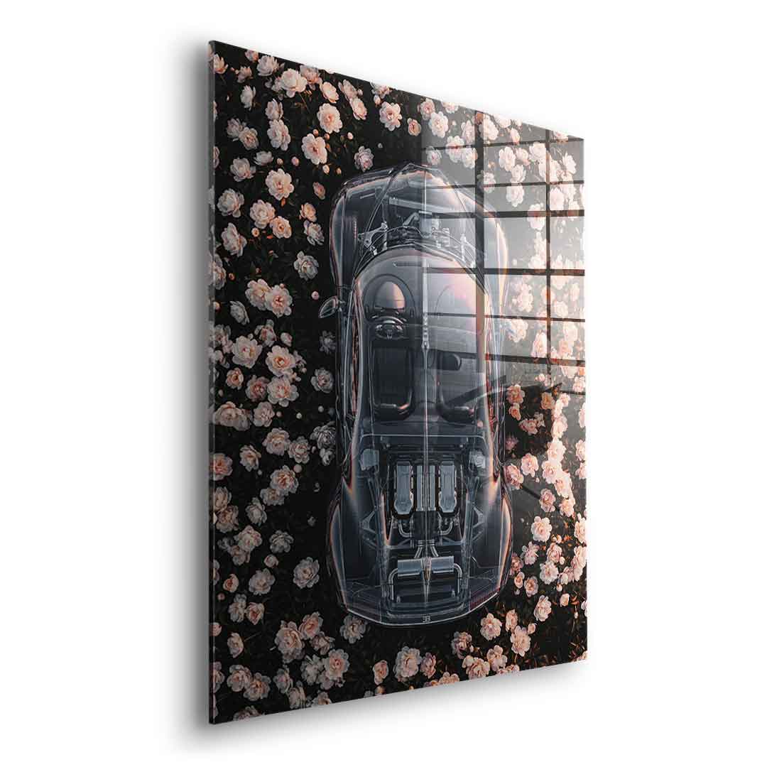 DOTCOMCANVAS® Bugatti in flowers Acrylglasbild – Detailansicht