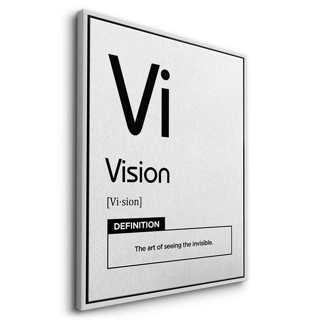 DOTCOMCANVAS® Vision (Vi) Leinwandbild Version Weiß – Seitenansicht Silber