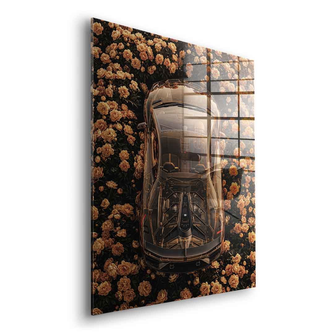 DOTCOMCANVAS® Lamborgini in flowers Acrylglasbild – Detailansicht