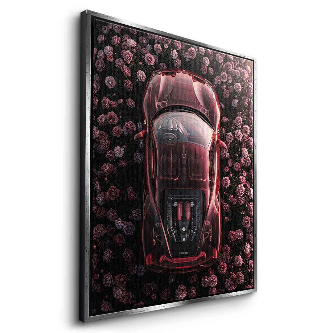 DOTCOMCANVAS® Ferrari in flowers Leinwandbild – Seitenansicht