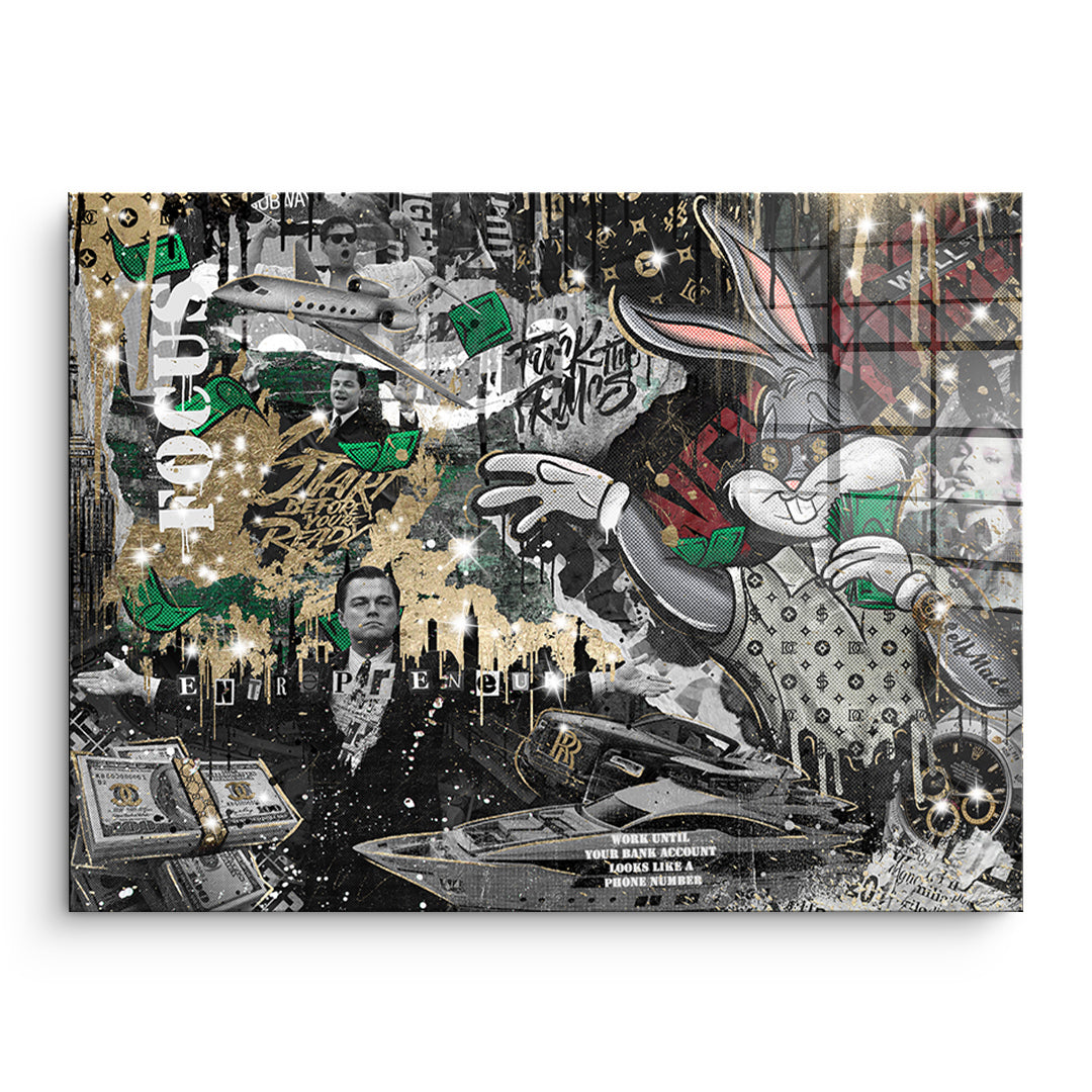 DOTCOMCANVAS 24K Feingold Bild Business Bunny - 24K Feingold | Limited