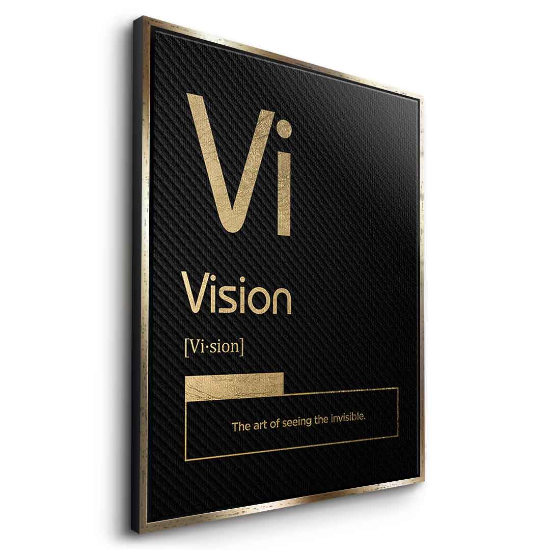 DOTCOMCANVAS® Vision (Vi) Leinwandbild Version Schwarz – Seitenansicht Gold