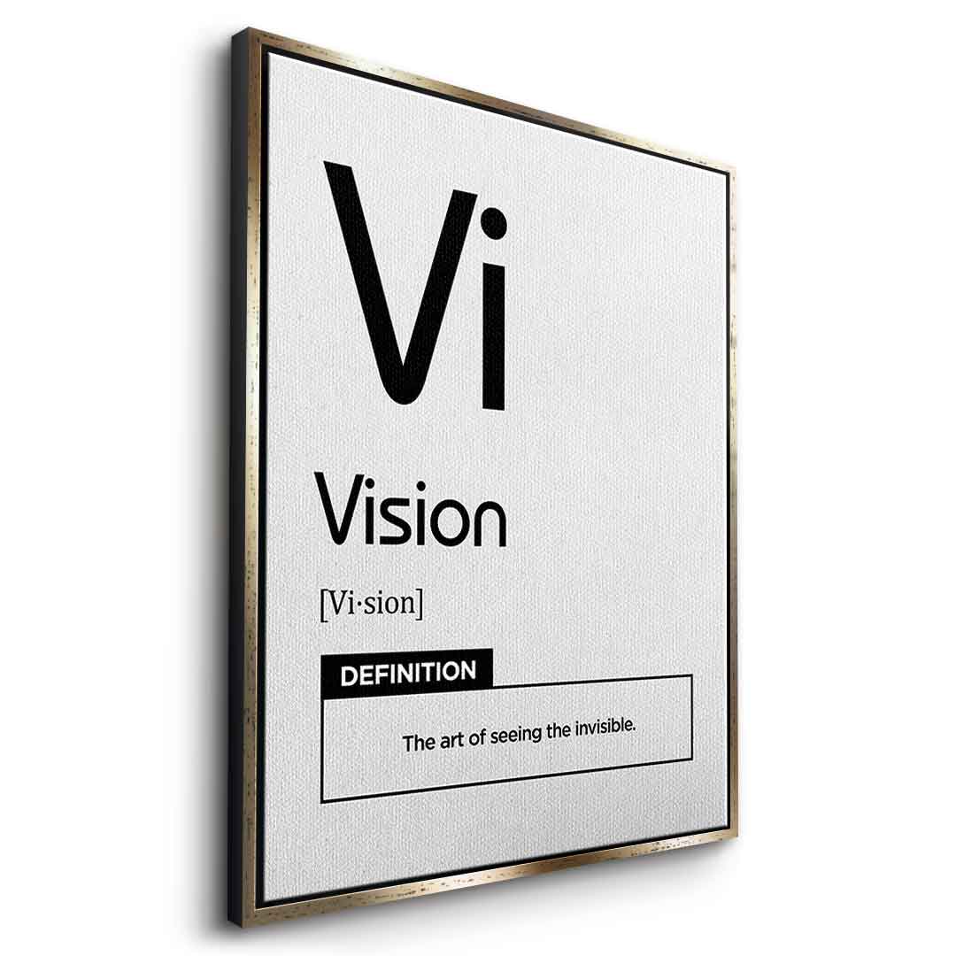 DOTCOMCANVAS® Vision (Vi) Leinwandbild Version Weiß – Seitenansicht Gold