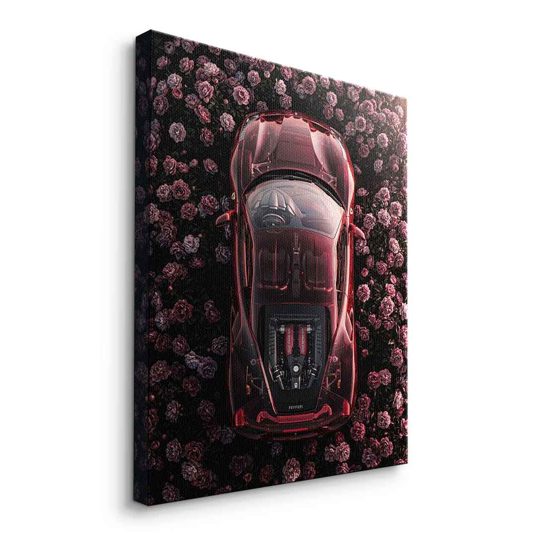 DOTCOMCANVAS® Ferrari in flowers Leinwandbild – Seitenansicht