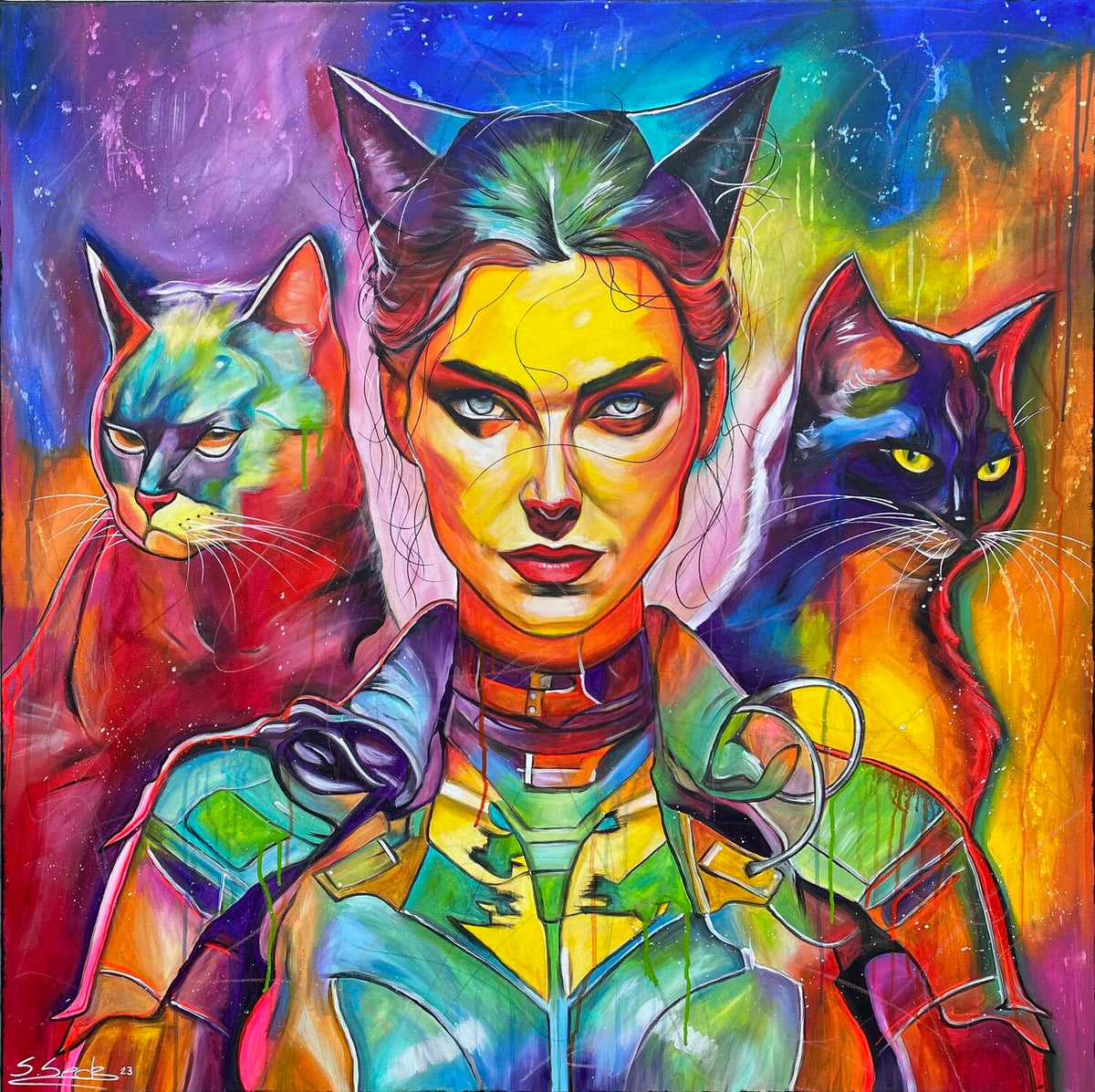 Catwoman Reloaded – Original-Gemälde von Sabrina Seck