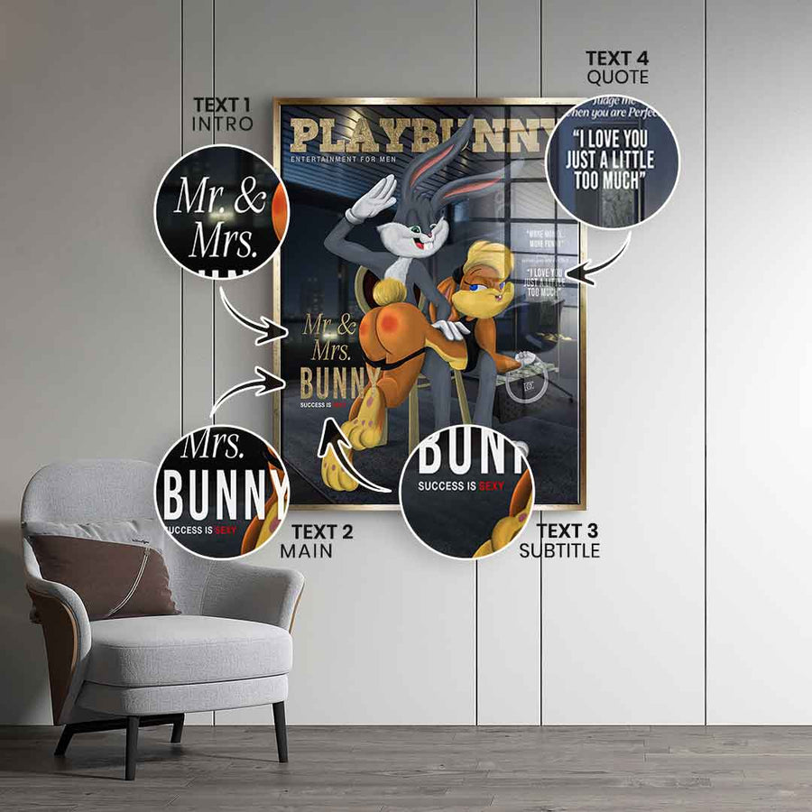 DOTCOMCANVAS 24K Feingold Bild Playbunny Personalisierbar - 24K Feingold