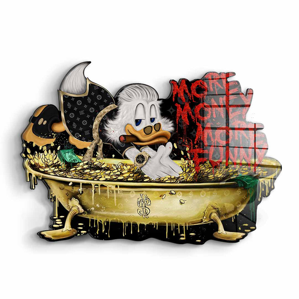 Wandskulptur More Money Duck als Acrylglasbild – Motivationsbild von DOTCOMCANVAS®