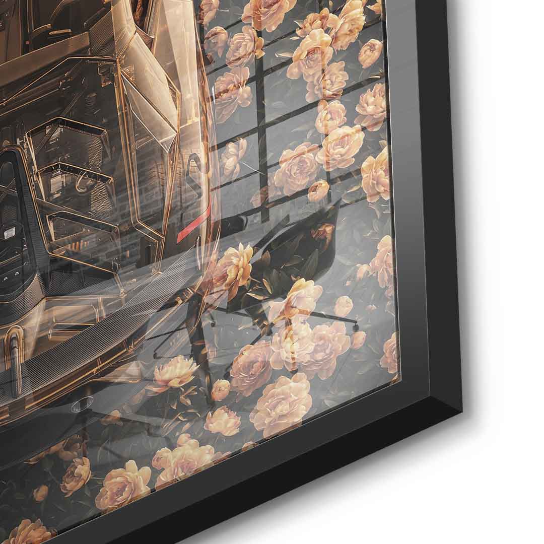 DOTCOMCANVAS® Lamborgini in flowers Acrylglasbild – Ansicht