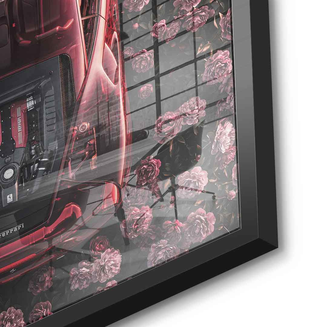 DOTCOMCANVAS® Ferrari in flowers Acrylglasbild – Motivansicht